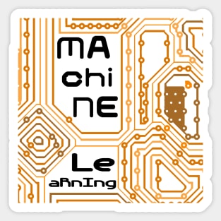 Machine Learning Computer Micro Chip Black Orange Sticker